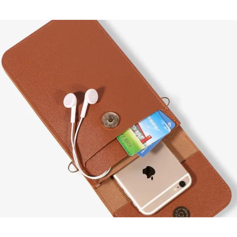 Pochette porte téléphone avec bandoulière et rabat élégant