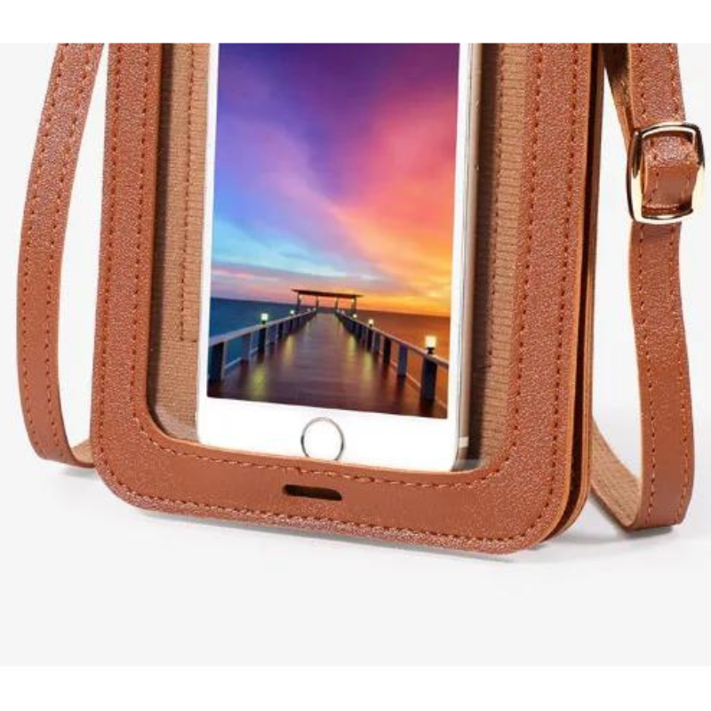Pochette porte téléphone avec bandoulière et rabat élégant